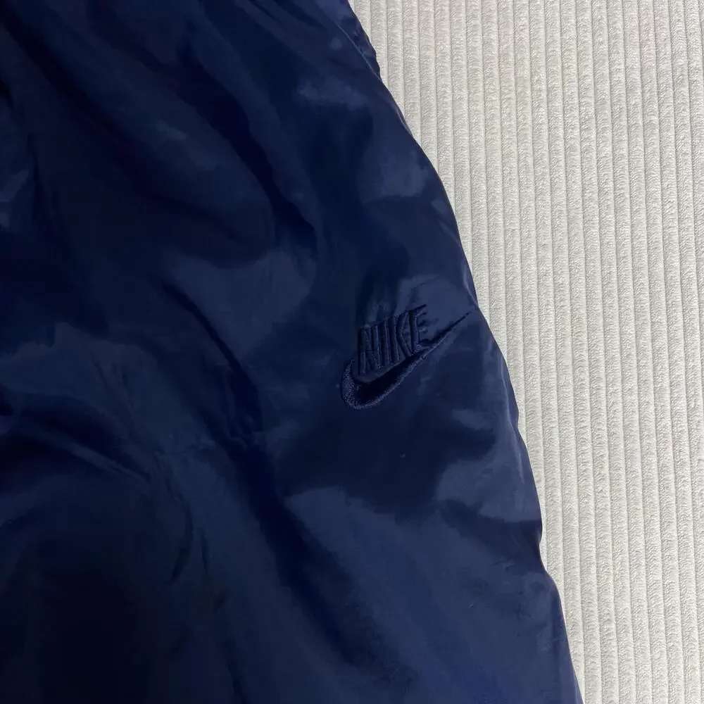 Vintage Nike Pants Mens Large Blue Woven Track Elastic Waist Swoosh Lined Cuffed